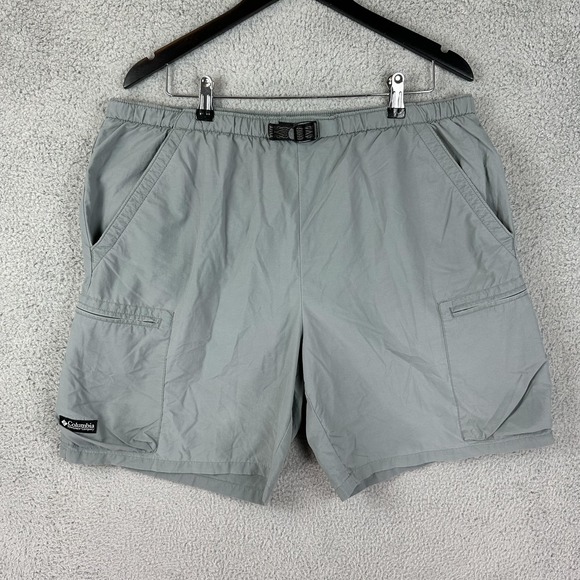 Columbia Shorts Mens M Gray Nylon Mesh Lined Swim Trunks Quick Dry Belted Camp - Picture 1 of 9